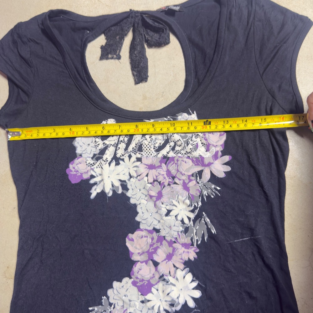 Guess Womens Black Floral Graphic Top - Picture 5 of 5